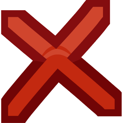 A large red X which is darker/more saturated on the lower half and lighter/less saturated on the upper half.